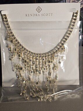 NEW Kendra Scott Maxen Bib Necklace Gold Necklace Crystal Drop $295 MSRP
